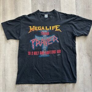 Vintage 1989 Living Epistles Megadeth parody Megalife Jesus T-Shirt